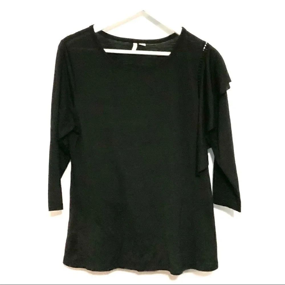 Cato Black Blouse long sleeve ruffled arm